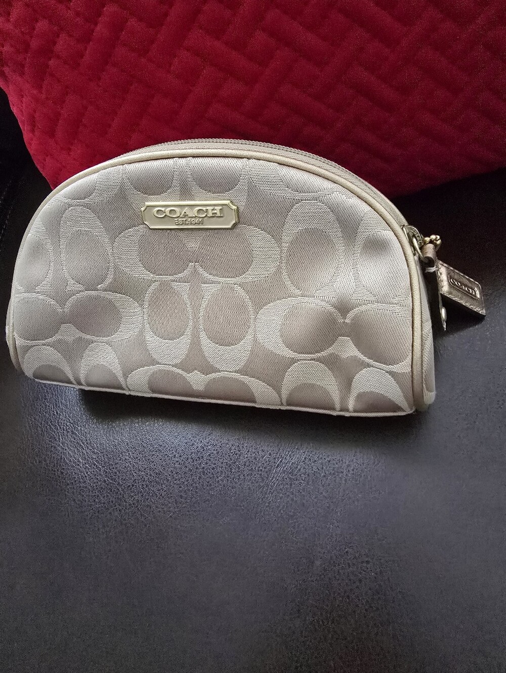 New Gold Coach Signature Estee Lauder Cosmetic Bag